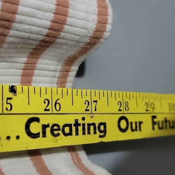 A New Day Striped White Tan Short Sleeve Tee - Picture 6 of 7